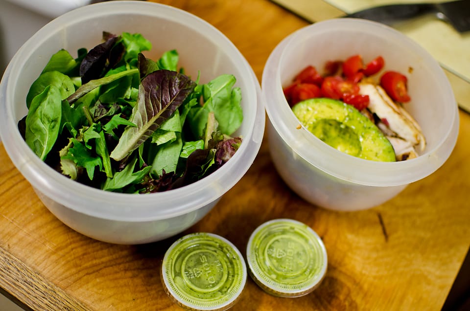 Chicken BLT Salad with Citrus Tomatillo Dressing - leftovers for lunch