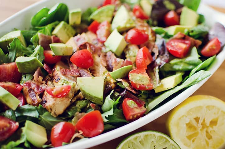 Chicken BLT Salad with Citrus Tomatillo Dressing