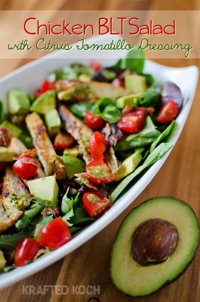 Chicken BLT Salad with Citrus Tomatillo Dressing