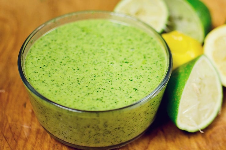 Citrus Tomatillo Dressing with lemons and limes