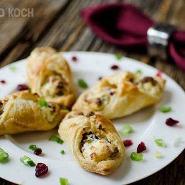 Cranberry & whipped feta puffs appetizer