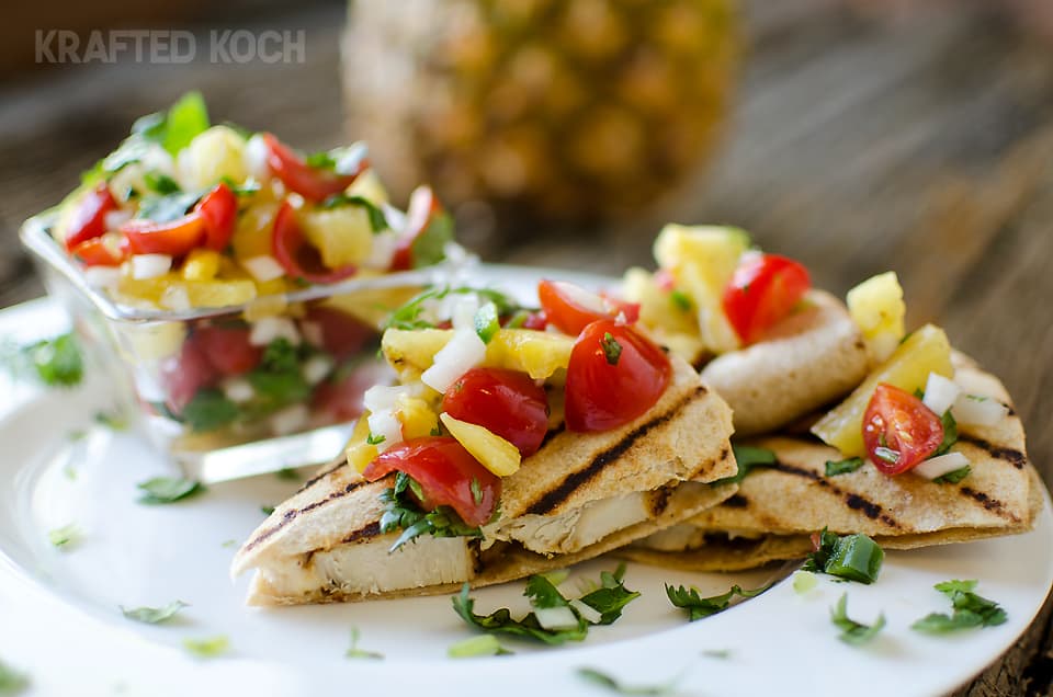 Light Chipotle Chicken & Cheese Quesadillas - Healthy Dinner