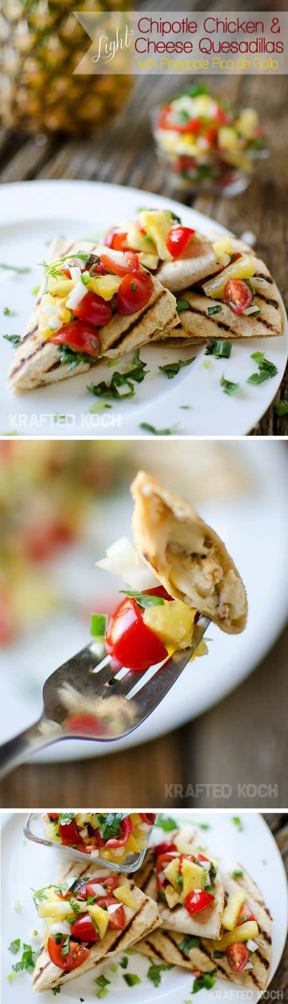 Light Chipotle Chicken & Cheese Quesadillas - Healthy Dinner