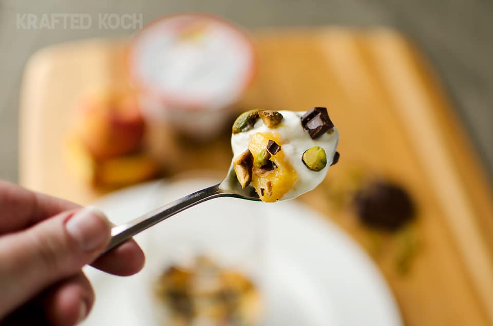 Peach Yogurt Parfait with pistachios and dark chocolate 3 copy