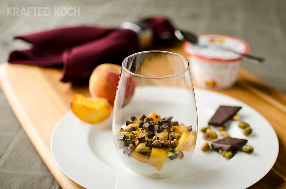 Peach Yogurt Parfait with pistachios and dark chocolate 4 copy