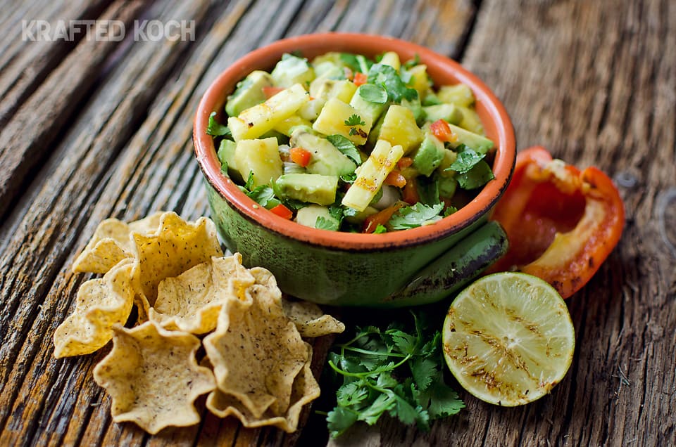 Grilled pineapple & avacado salsa - Krafted Koch