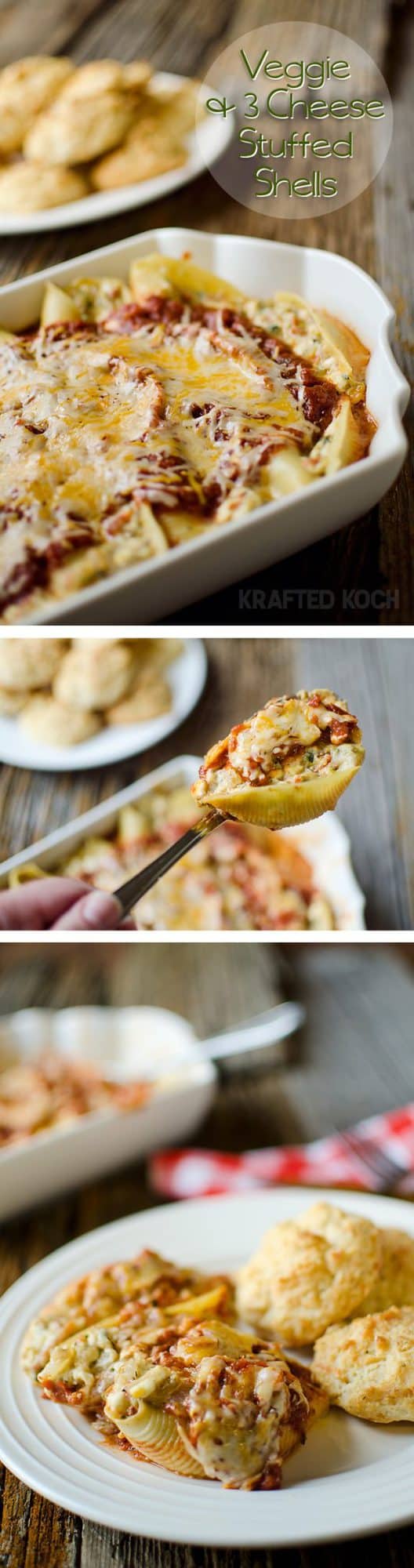 veggie & three cheese stuffed shells