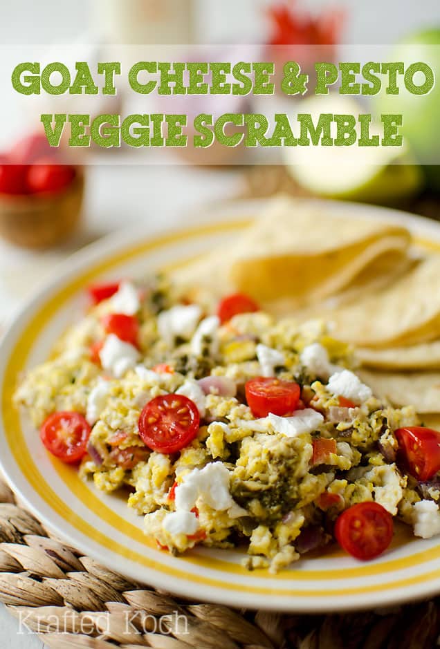 Goat Cheese & Pesto Veggie Scramble - Krafted Koch