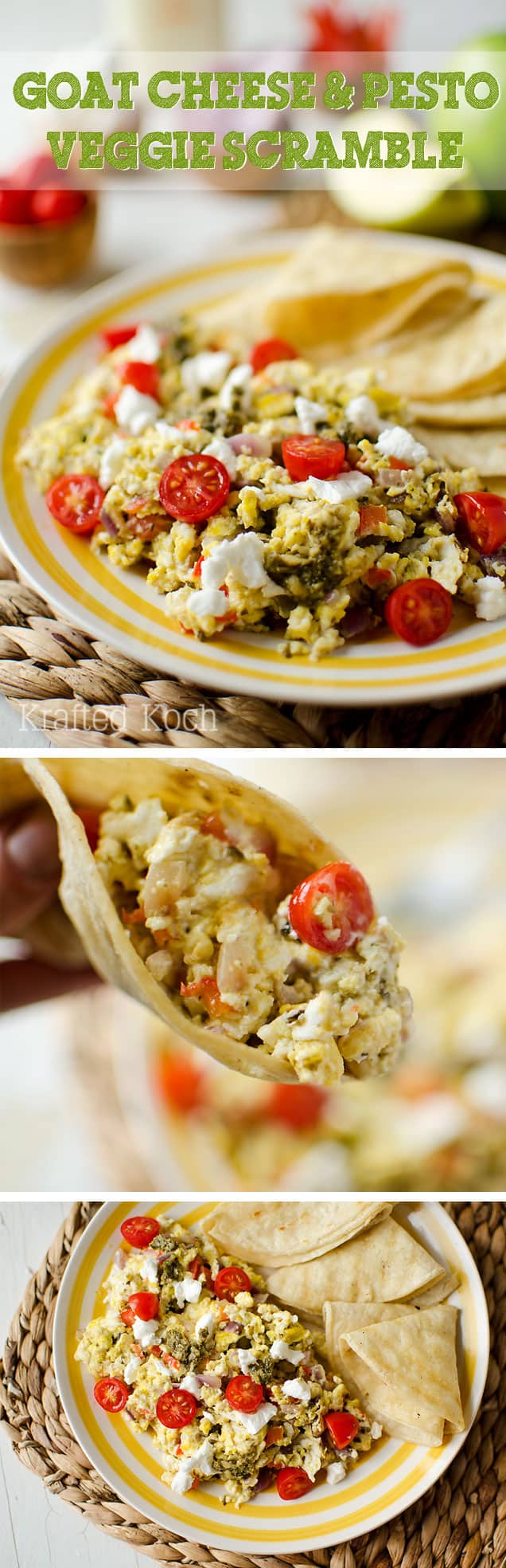 Goat Cheese & Pesto Veggie Scramble - Krafted Koch