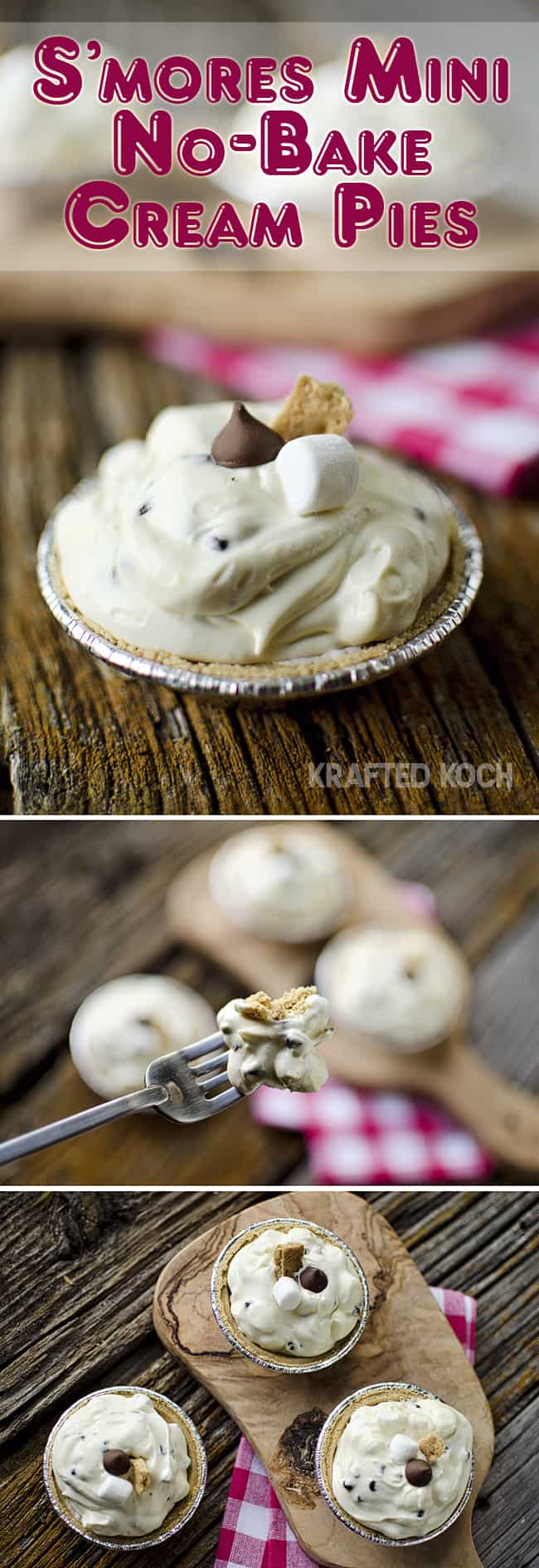 s’mores mini no-bake cream pies