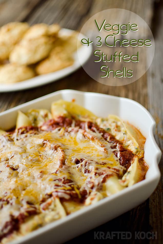 Vegetable & Three Cheese Stuffed Shells - Krafted Koch