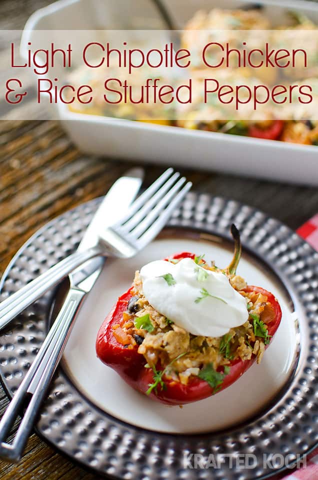 Light Chipotle Chicken & Rice Stuffed Peppers - Krafted Koch