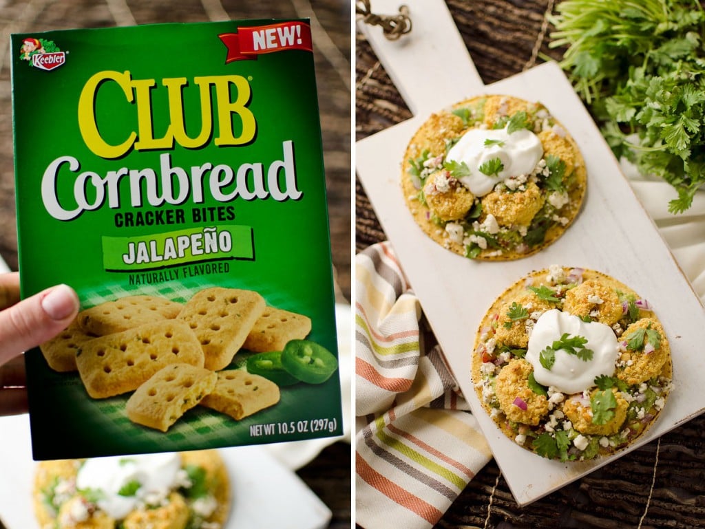 Jalapeno Cornbread Crusted Shrimp Tostadas - Krafted Koch - Keebler Club Cornbread Crackers