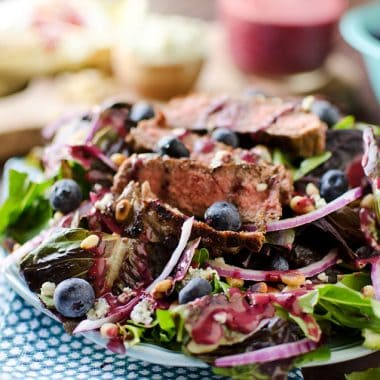 Steak & Bleu Cheese Salad with Blueberry Balsamic Dressing - Krafted Koch