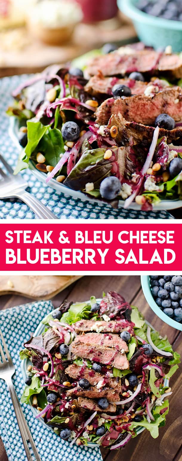 Steak & Bleu Cheese Salad with Blueberry Balsamic Dressing