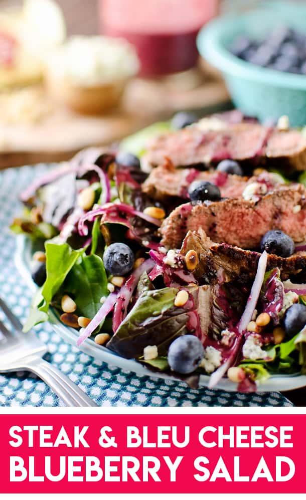 Steak & Bleu Cheese Salad with Blueberry Balsamic Dressing
