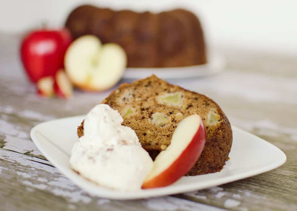 Apple Bundt Cake - Krafted Koch - A moist bundt cake studded with large chunks of tart apples for the perfect fall dessert!