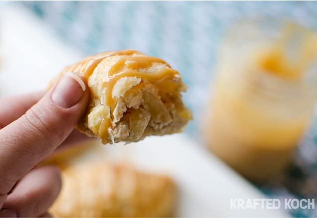 Apple Cream Cheese Puffs with a Dulce de Leche drizzle - Krafted Koch