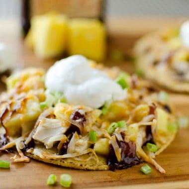 Light BBQ Chicken, Cheddar & Pineapple Tostadas - Krafted Koch - A light and easy weeknight dinner recipe the whole family will love!