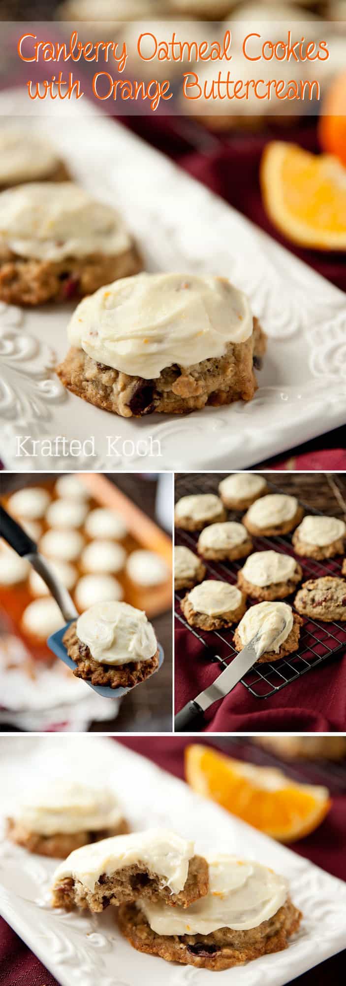 Cranberry Oatmeal Cookies with Orange Buttercream - Krafted Koch - A moist and flavorful cookie recipe that is perfect for fall!