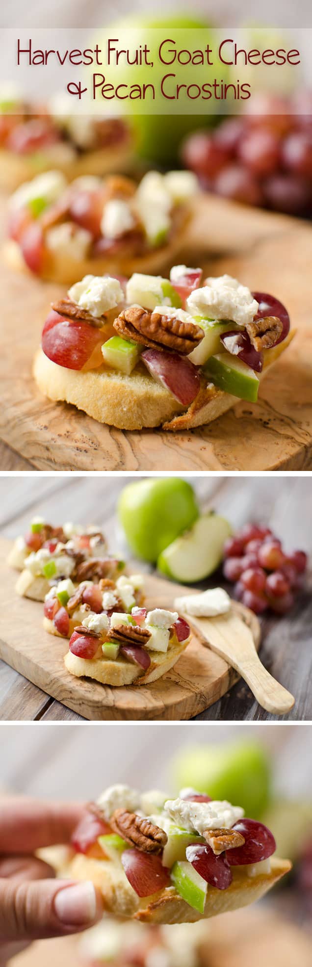 harvest fruit, goat cheese & pecan crostinis