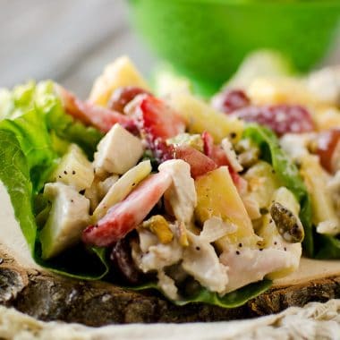 Fruit & Chicken Salad Lettuce Cups with Creamy Poppy Seed Dressing