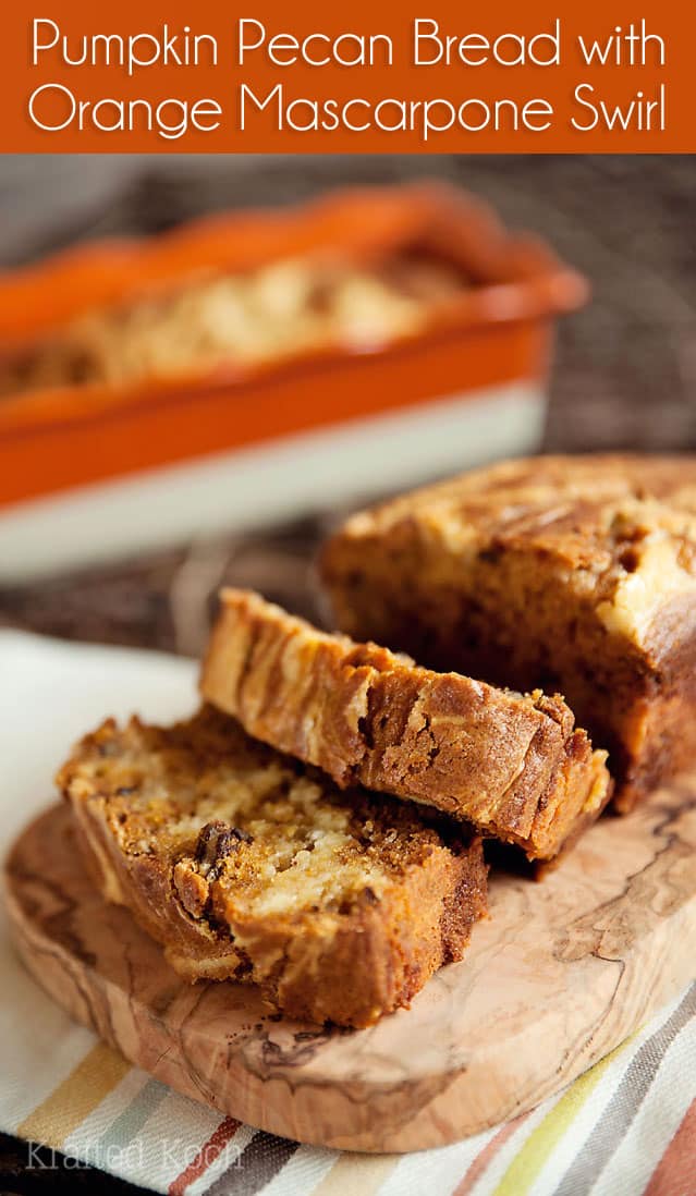 Pumpkin Pecan Bread with Orange Mascarpone Swirl - Krafted Koch