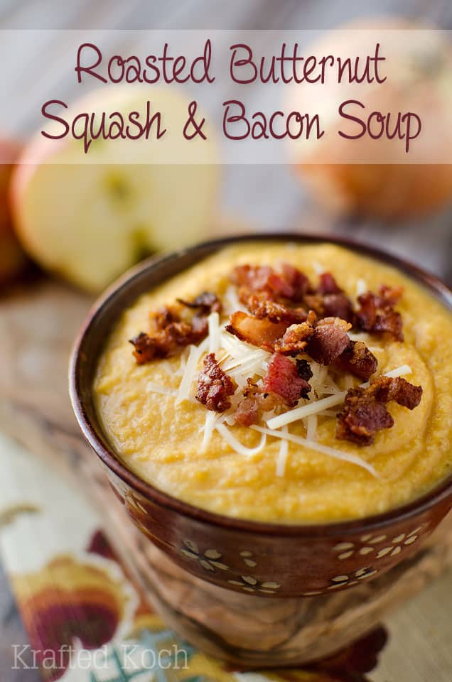 Roasted Butternut Squash and Bacon Soup - Krafted Koch - The BEST squash soup recipe!