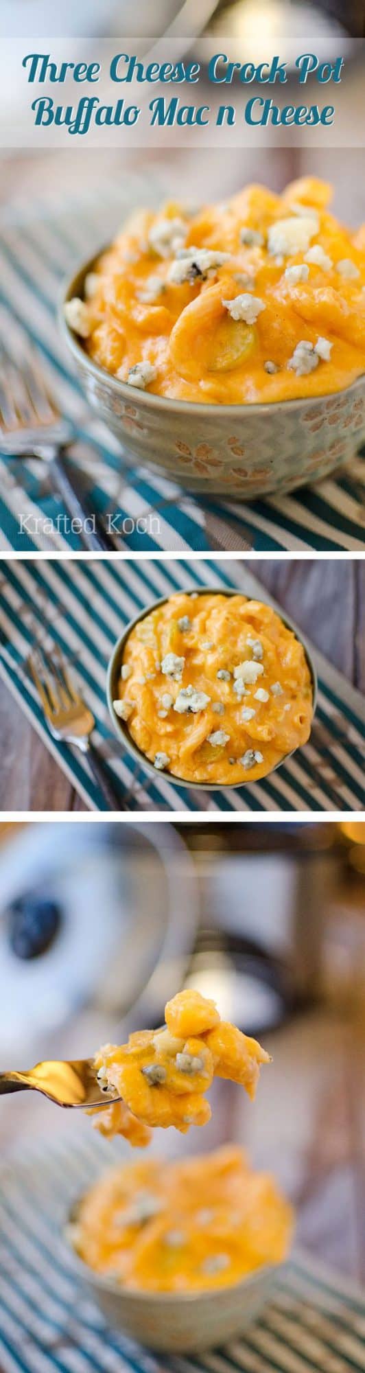 three cheese crock pot buffalo mac n cheese