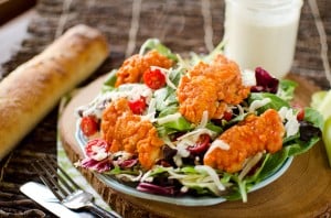 Crispy Buffalo Chicken Salad with Light Greek Yogurt Bleu Cheese Dressing - Krafted Koch