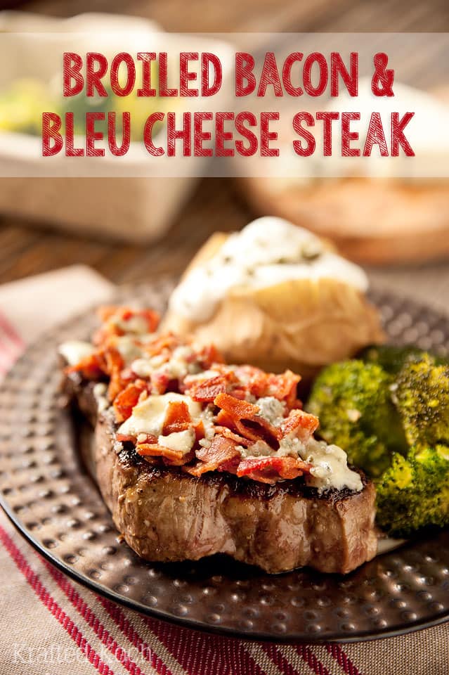 Broiled Bacon & Bleu Cheese Steak - Krafted Koch - A quick and delicious dinner idea!