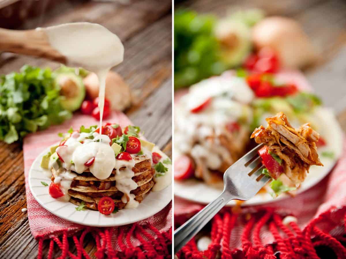 Cheesy Chicken Enchilada & Tortilla Stacks - Krafted Koch