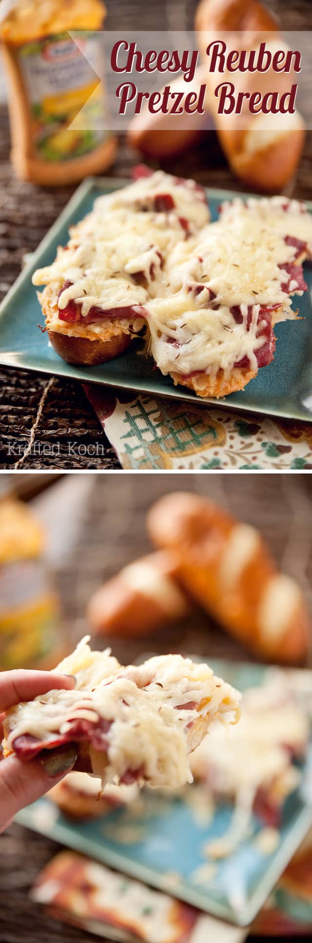 Cheesy Reuben Pretzel Bread - Krafted Koch - A simple and flavorful recipe that makes for a simple weeknight dinner.