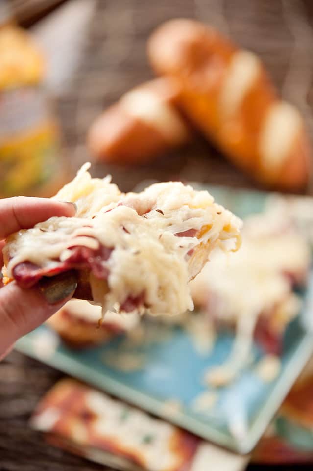 Cheesy Reuben Pretzel Bread - Krafted Koch