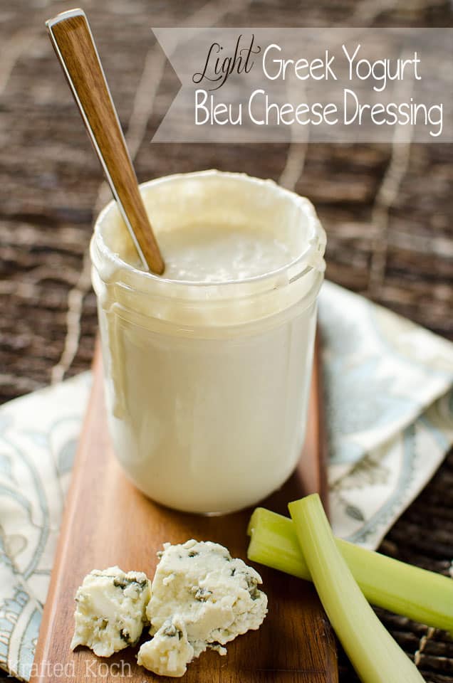 Light Greek Yogurt Bleu Cheese Dressing - Krafted Koch - A Tangy bleu cheese dressing recipe that is lightened up with Greek yogurt.