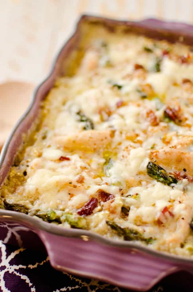 Chicken Asparagus Casserole in baking pan