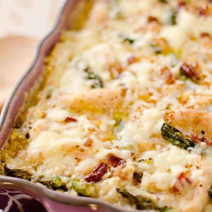 Chicken Asparagus Casserole in baking pan