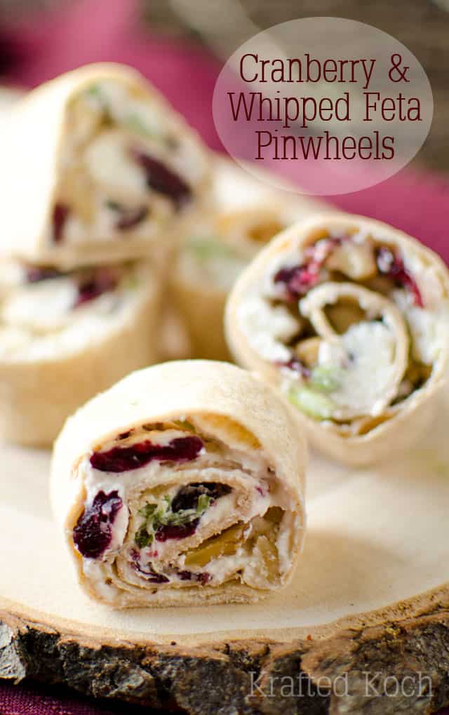 Cranberry & Whipped Feta Pinwheels - Krafted Koch - A perfectly simply and delicious appetizer recipe for the holidays!