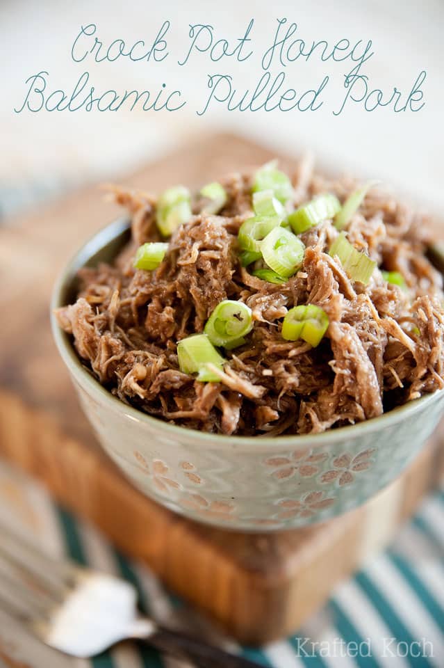 Crock Pot Honey Balsamic Pulled Pork - Krafted Koch - An easy and flavorful slow cooker recipe for pulled pork with a unique twist!