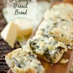 White Cheddar & Spinach French Bread - Krafted Koch - Crusty French bread topped with baby spinach sautéed in butter with garlic and green onions and mixed with extra sharp white cheddar for a decadent appetizer or vegetarian entrée recipe your guests will devour!