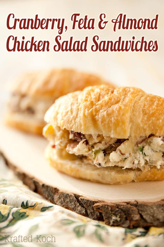 Cranberry, Feta & Almond Chicken Salad Sandwich - Krafted Koch - A flavorful twist on a classic chicken salad sandwich recipe for a delicious lunch idea!