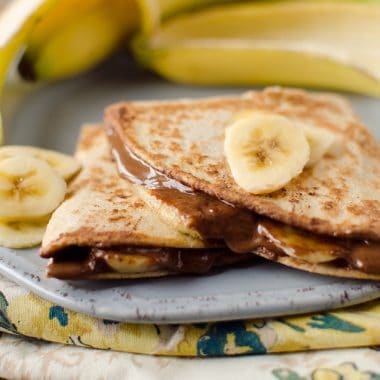 Healthy Chocolate & Banana Quesadilla Recipe - Krafted Koch - A quick and simple, 3-ingredient dessert or snack recipe that will fill you up and is still healthy!