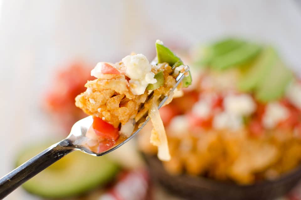 Light Crock Pot Fiesta Chicken & Rice Bowls - An easy weeknight dinner recipe, loaded with bold Mexican flavor, made in your slow cooker. 