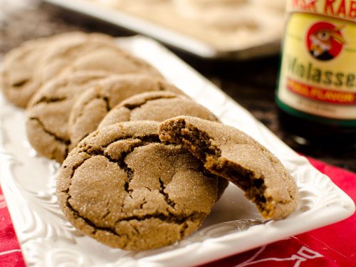 Soft Molasses Cookies - Krafted Koch - A traditional molasses cookie recipe with a chewy soft center and crunchy, sugar-coated outside for the perfect holiday sweet!