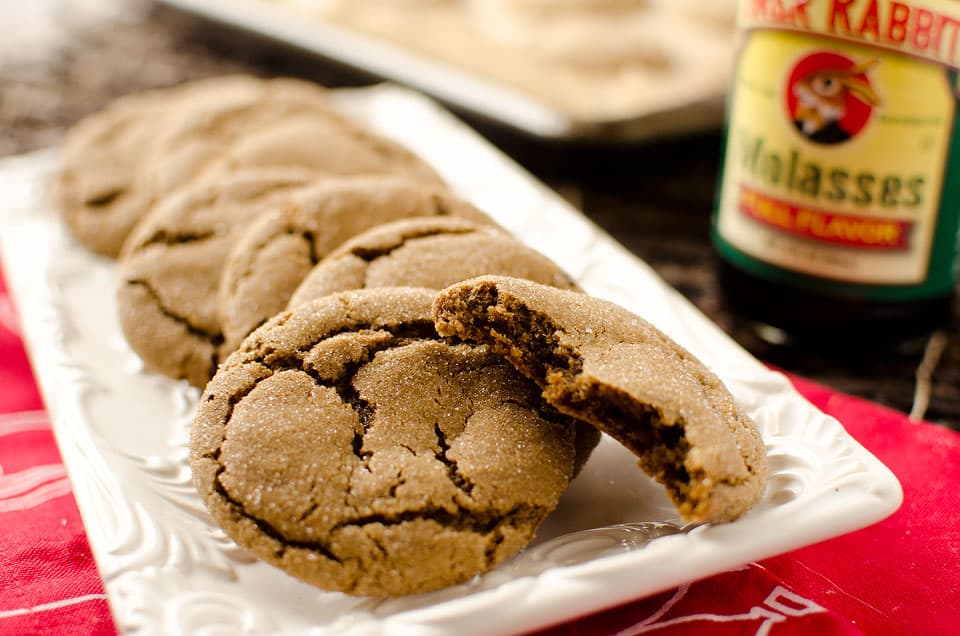 Soft Molasses Cookies - Krafted Koch - A traditional molasses cookie recipe with a chewy soft center and crunchy, sugar-coated outside for the perfect holiday sweet!