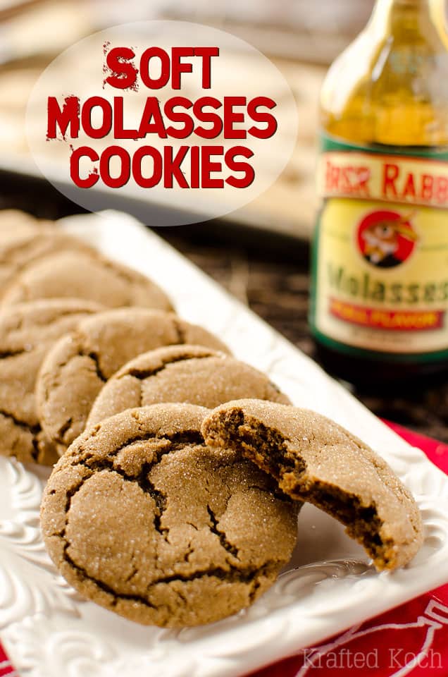 Soft Molasses Cookies - Krafted Koch - A traditional molasses cookie recipe with a chewy soft center and crunchy, sugar-coated outside for the perfect holiday sweet!