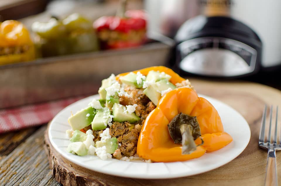 Light Crock Pot Taco Stuffed Peppers - Krafted Koch