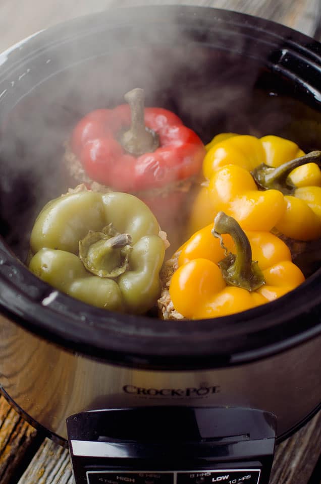 Light Crock Pot Taco Stuffed Peppers - Krafted Koch 