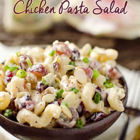 Poppy Seed, Grape & Chicken Pasta Salad - Krafted Koch - A fresh and delicious salad recipe loaded with juicy grapes, chewy cranberries and crunchy almonds for the perfect side.