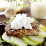 Roasted Garlic, Apple & Chicken Burger - Krafted Koch - A healthy and juicy chicken burger recipe paired with apples, goat cheese and an amazing homemade Roasted Garlic & Lemon Dressing. #Healthy #Light #Burger #Recipe